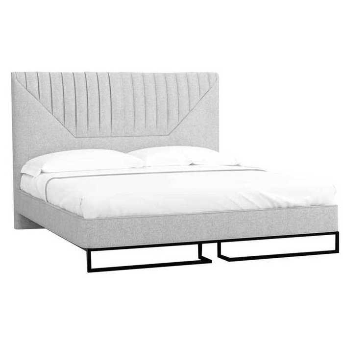 Кровать Loft Alberta_Стоун 160х200 светло-серого цвета