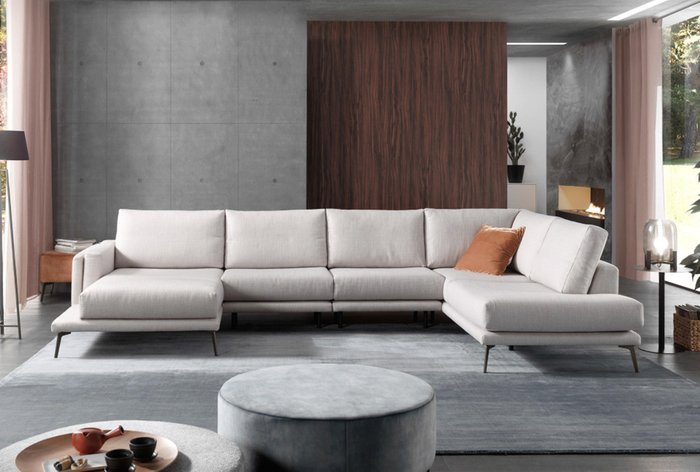 П-образный диван Walker серо-коричневого цвета - лучшие Угловые диваны в INMYROOM