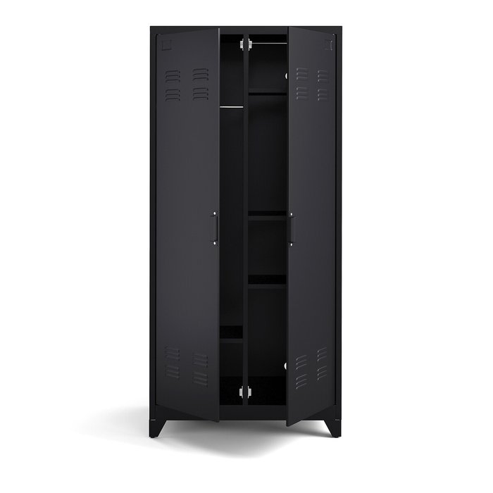 Шкаф с дверками из металла Hiba черного цвета - лучшие Шкафы распашные в INMYROOM
