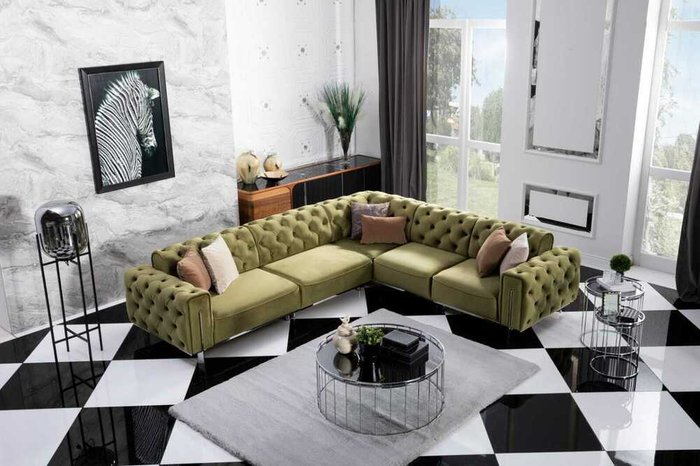 Угловой диван Голд зеленого цвета - лучшие Угловые диваны в INMYROOM