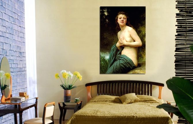 Дизайнерская картина на холсте "Юная купальщица" - купить Принты по цене 3090.0