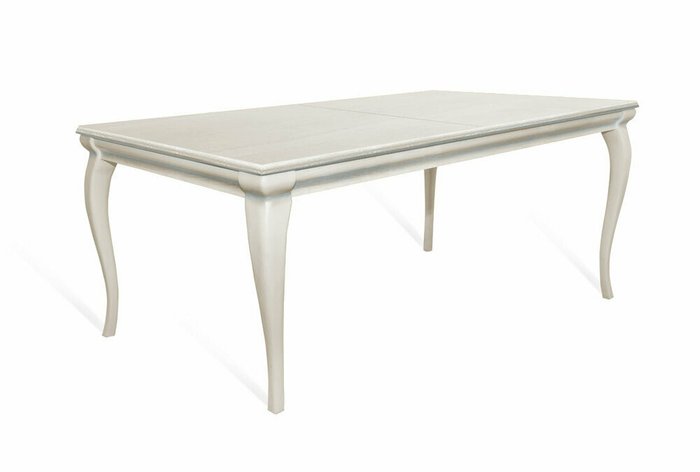 Раскладной обеденный стол Алекса цвета белая эмаль с серебряной патиной