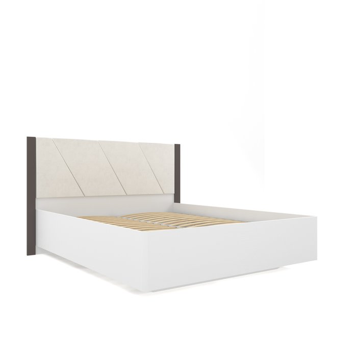 Кровать Селеста 160х200 с подъемным механизмом бело-коричневого цвета - купить Кровати для спальни по цене 80991.0