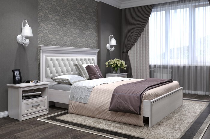 Кровать Неаполь 140х200 цвета ясень анкор с подъемным механизмом - лучшие Кровати для спальни в INMYROOM