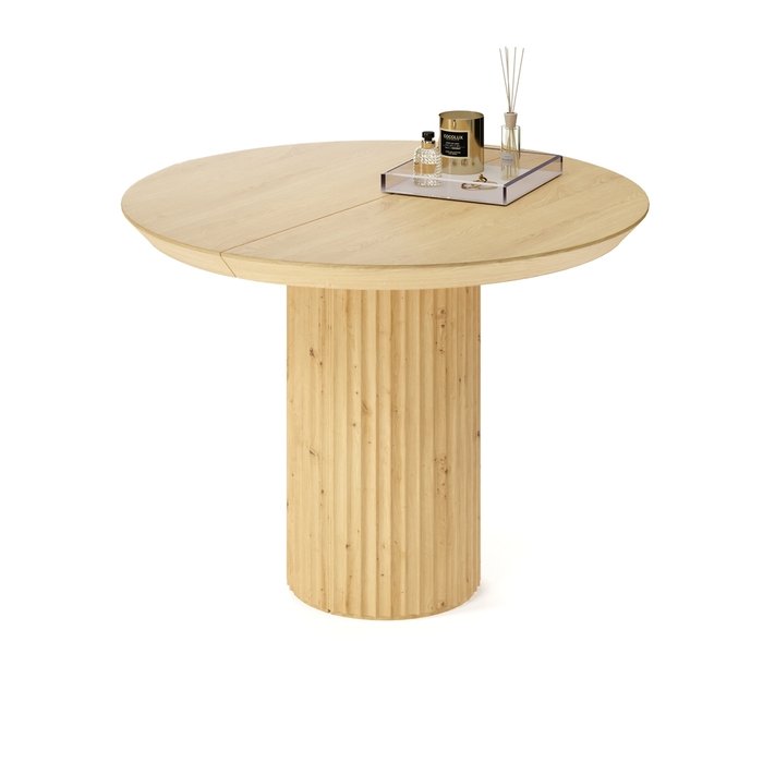 Обеденный стол раздвижной Нави бежевого цвета из массива дуба - лучшие Обеденные столы в INMYROOM