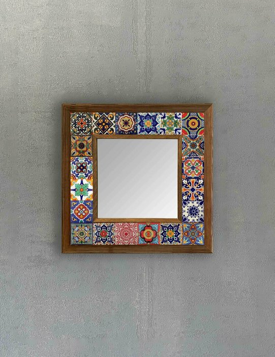 Настенное зеркало 33x33 с мозаикой из камня - купить Настенные зеркала по цене 9840.0