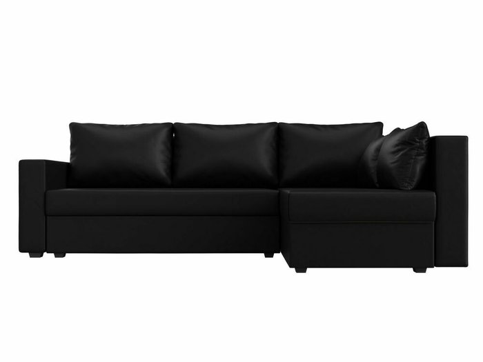 Угловой диван-кровать Мансберг черного цвета (экокожа) правый угол - купить Угловые диваны по цене 39999.0