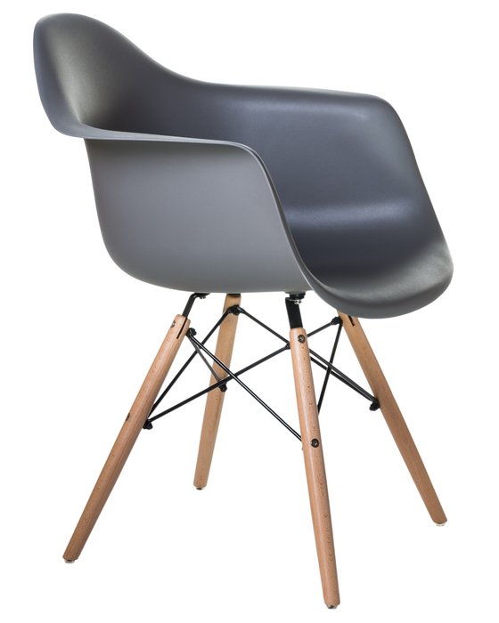 Стул обеденный темно-серого цвета с деревянными ножками - купить Обеденные стулья по цене 3340.0