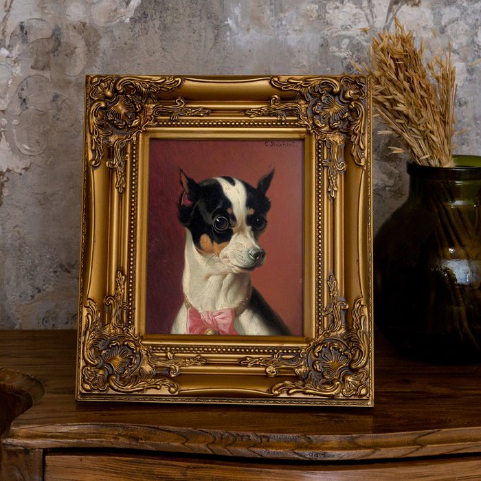 Репродукция картины Портрет собаки с розовым бантиком - лучшие Картины в INMYROOM