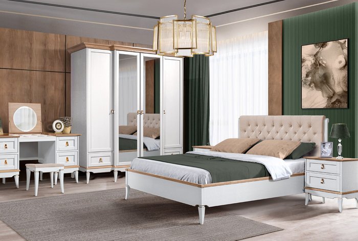 Кровать Стюарт 180х200 бело-бежевого цвета - лучшие Кровати для спальни в INMYROOM
