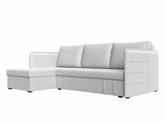 Угловой диван-кровать Слим белого цвета (экокожа) левый угол