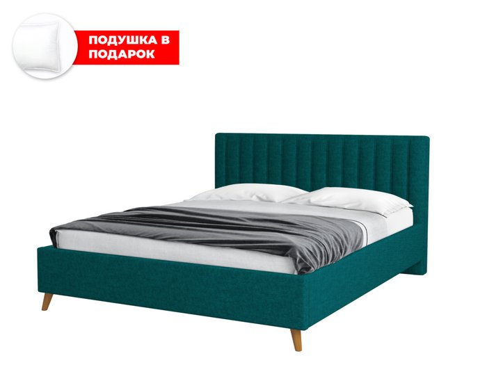 Кровать Laxo 140х200 темно-зеленого цвета с подъемным механизмом