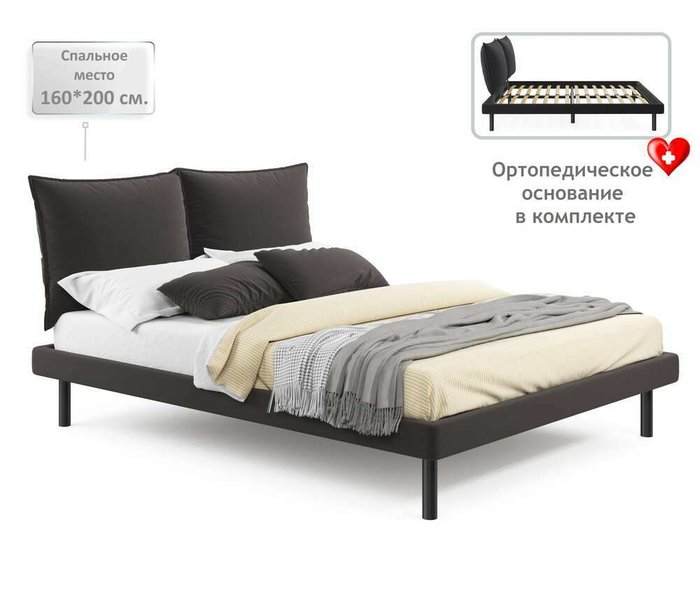 Кровать Fly 160х200 темно-коричневого цвета с ортопедическим основанием - купить Кровати для спальни по цене 21990.0
