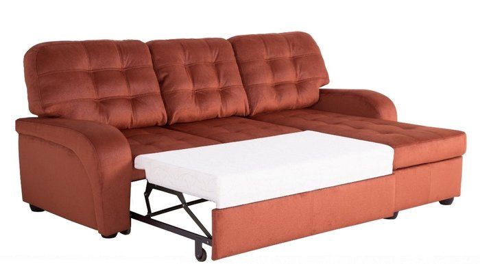 Угловой диван-кровать Сидней с канапе Tudor terra терракотового цвета - лучшие Угловые диваны в INMYROOM