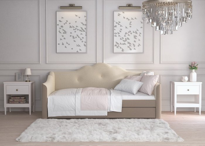Кровать-диван Elle 90х200 бежевого цвета - лучшие Кровати для спальни в INMYROOM