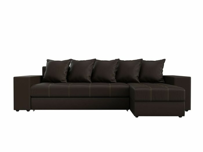 Угловой диван-кровать Дубай темно-коричневого цвета (экокожа) правый угол - купить Угловые диваны по цене 54999.0