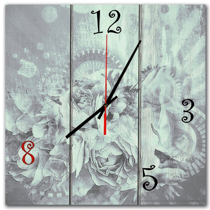 Настенные часы Время цветов 30х30 серого цвета