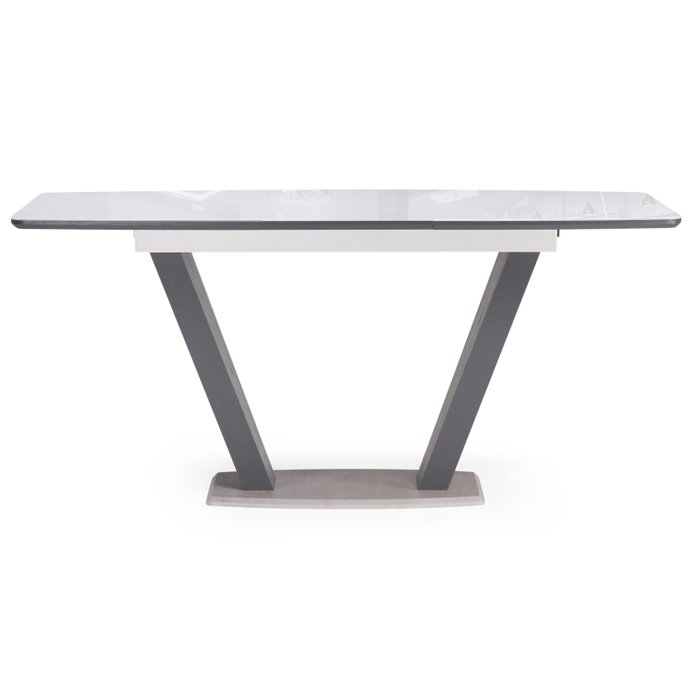Раздвижной обеденный стол Петир бело-серого цвета - лучшие Обеденные столы в INMYROOM