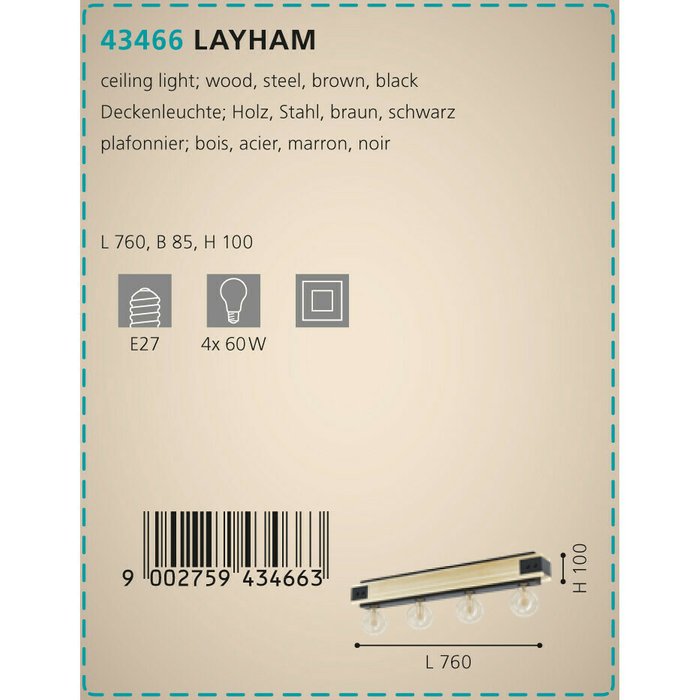 Потолочная люстра Eglo Layham 43466 - купить Потолочные люстры по цене 13890.0