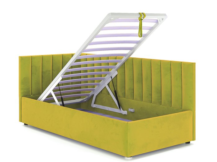 Кровать Negga Mellisa 90х200 желто-зеленого цвета с подъемным механизмом левая - лучшие Кровати для спальни в INMYROOM