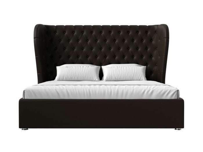 Кровать Далия 200х200 с подъемным механизмом темно-коричневого цвета (экокожа) - купить Кровати для спальни по цене 91999.0