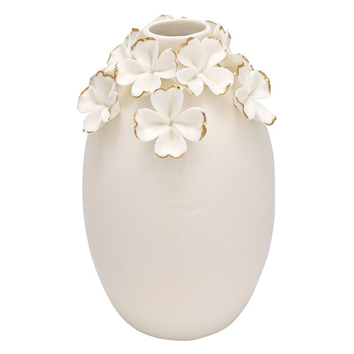 Ваза Flower white w/gold large из керамики