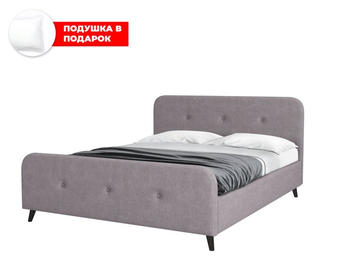 Кровать Raguza 180х200 в обивке из велюра серого цвета с подъемным механизмом