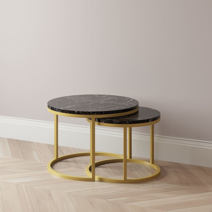Комплект журнальных столиков Sirena с мраморными светлой столешницами  - купить Кофейные столики по цене 42000.0