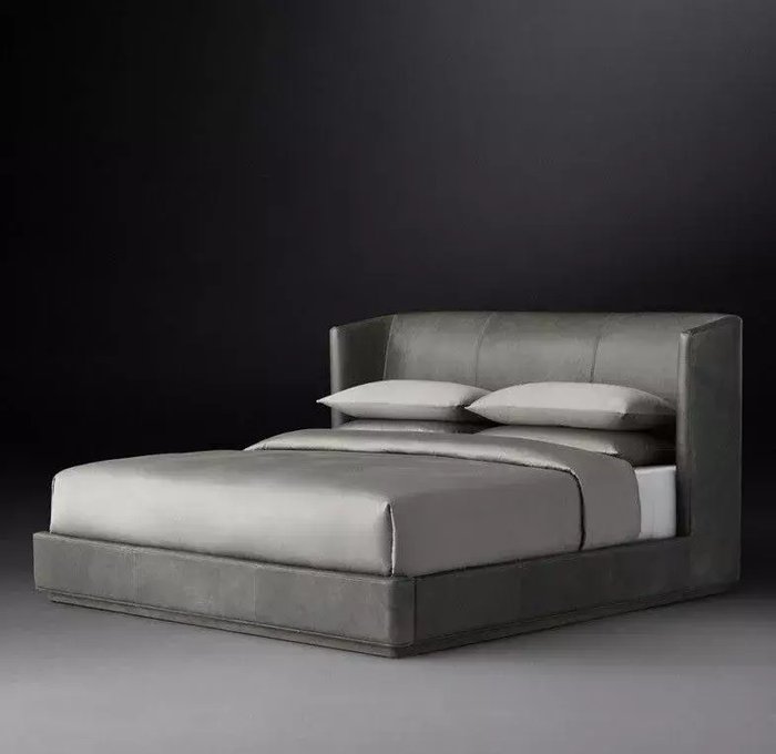 Кровать Alessia Leather 180x200 серого цвета - лучшие Кровати для спальни в INMYROOM