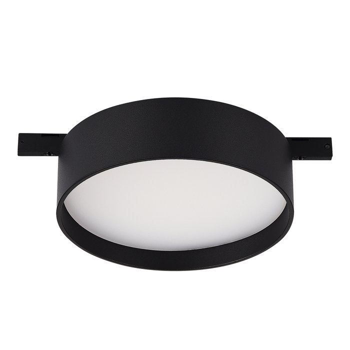 Магнитный трековый светильник Черный LED 1*12W 3000K 500Lm Ra&gt;80 100° IP20 D113xH34 24V SUPER5 - лучшие Трековые светильники в INMYROOM