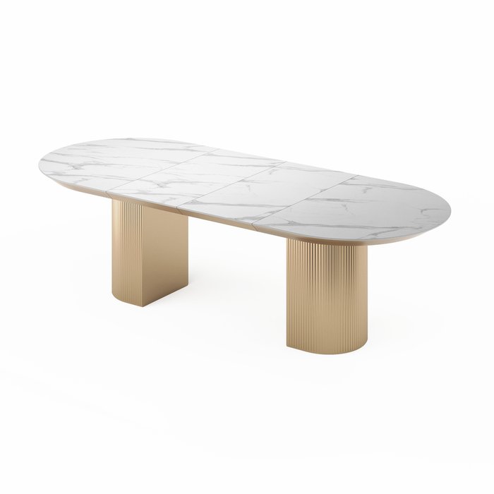 Раздвижной обеденный стол Рана S бело-золотого цвета - лучшие Обеденные столы в INMYROOM