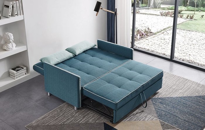 Прямой диван-кровать Claire M темно-бирюзового цвета - купить Прямые диваны по цене 60720.0