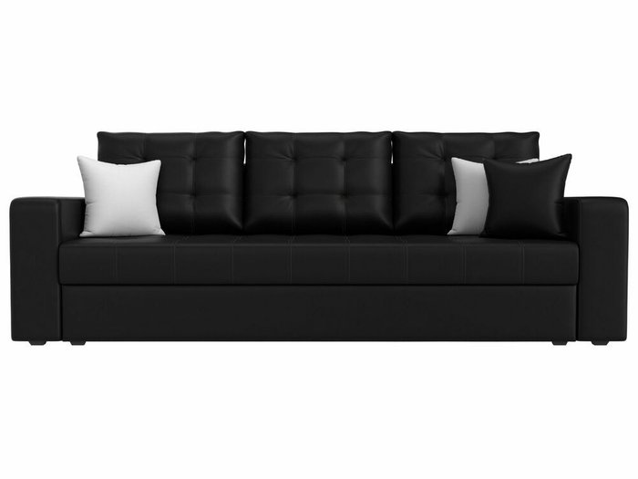 Прямой диван-кровать Ливерпуль черного цвета (экокожа) - купить Прямые диваны по цене 36999.0