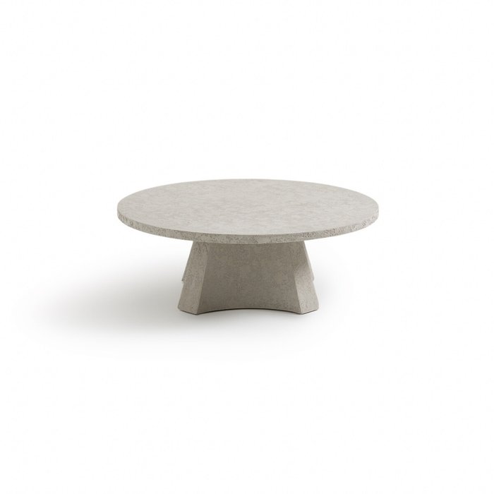 Столик журнальный садовый круглый из рокстоуна Galerne серого цвета - купить Садовые столы по цене 57143.0