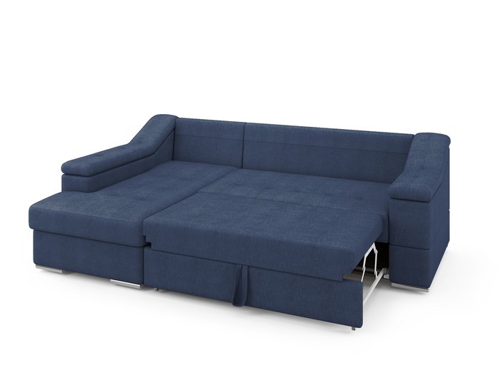 Угловой раскладной диван Liverpool левый синего цвета - лучшие Угловые диваны в INMYROOM