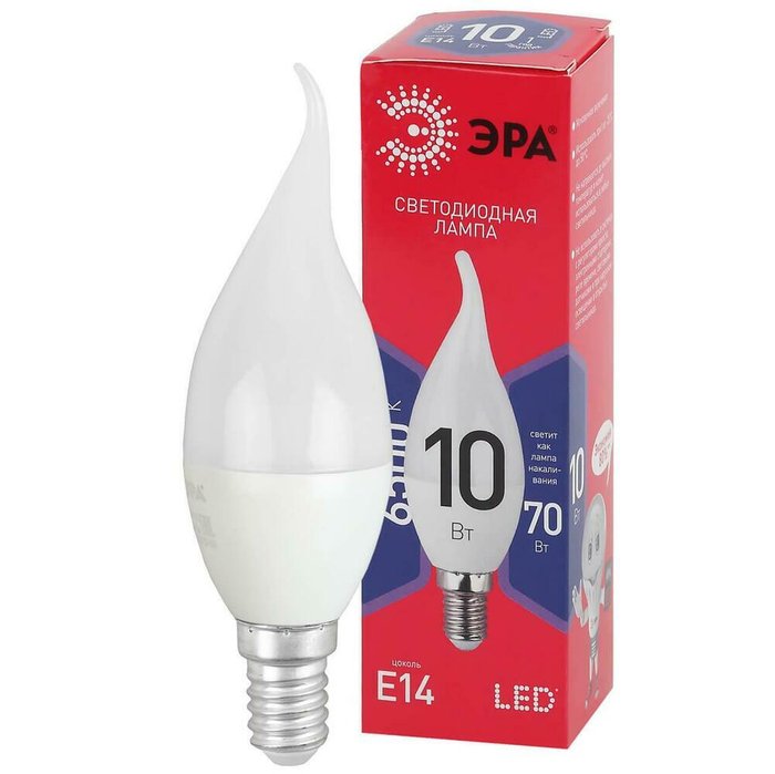 Лампа светодиодная ЭРА E14 10W 6500K матовая BXS-10W-865-E14 R Б0045343 - купить Лампочки по цене 63.0