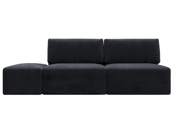 Модульный диван-кровать с пуфом Лига-060 в обивке из велюра темно-серого цвета - купить Прямые диваны по цене 83990 Модульный диван-кровать с пуфом Лига-060 в обивке из велюра темно-серого цвета - купить Прямые диваны по цене 83990