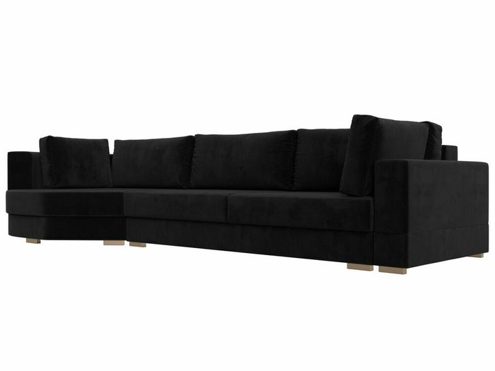 Угловой диван-кровать Лига 026 черного цвета левый угол