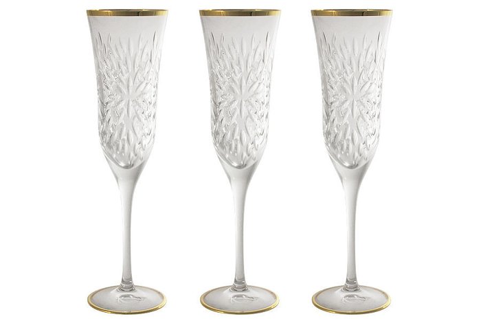 Набор: 6 хрустальных бокалов для шампанского "Умбрия - золото"