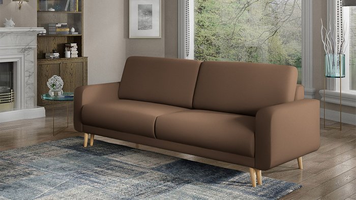 Диван-кровать Севилья коричневого цвета - купить Прямые диваны по цене 56100.0