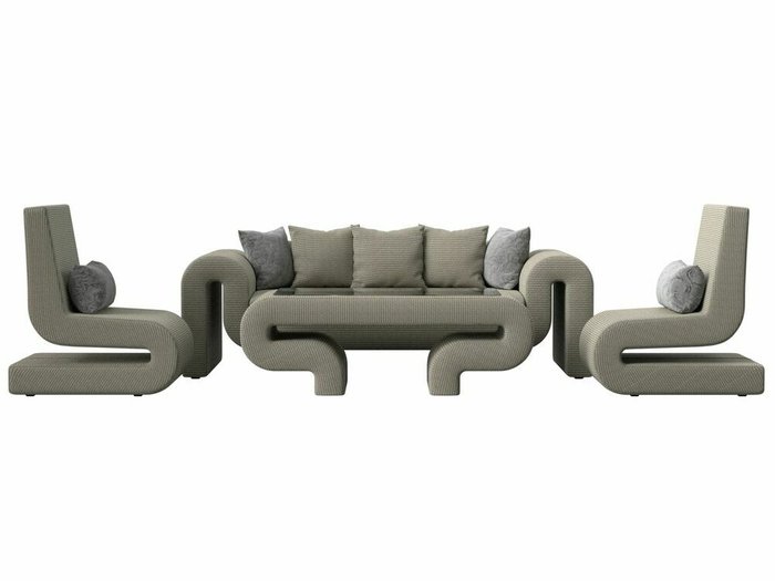 Набор мягкой мебели Волна 2 серо-бежевого цвета - купить Комплекты мягкой мебели по цене 117997.0