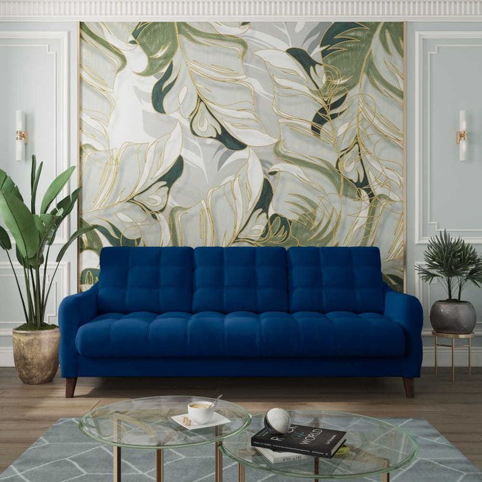 Диван-кровать Бремен синего цвета - купить Прямые диваны по цене 94568.0