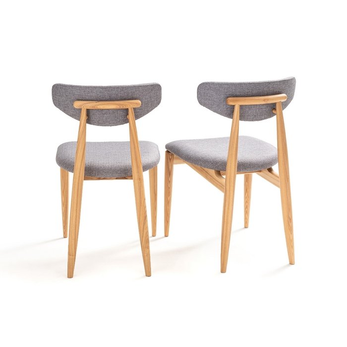 Комплект из двух винтажных стульев из ясеня Nochy серого цвета - купить Обеденные стулья по цене 83600.0