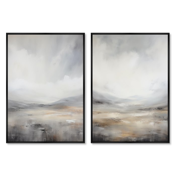 Набор из двух репродукций картин Landscape Collection, Grey foothills, 2024г.