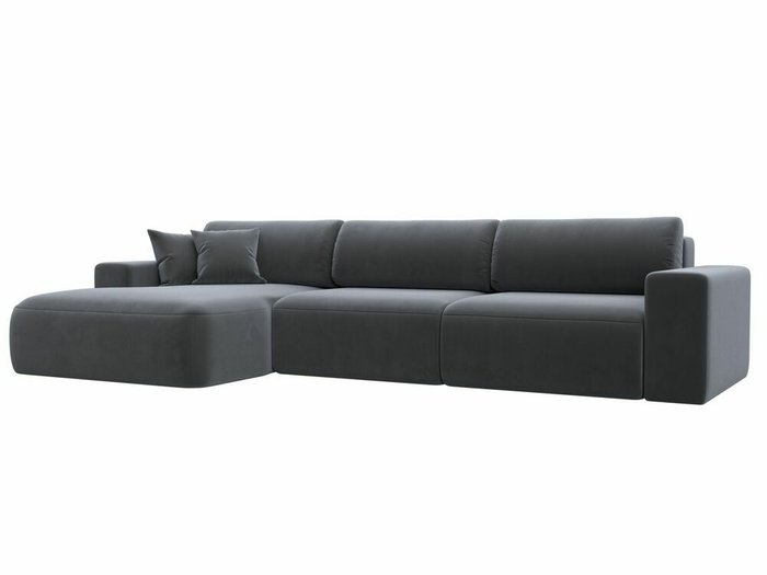 Угловой диван-кровать Лига 036 Классик Лонг темно-серого цвета левый угол