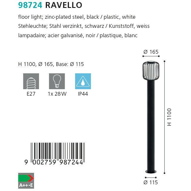 Уличный столб Ravello с белым плафоном - лучшие Наземные светильники в INMYROOM