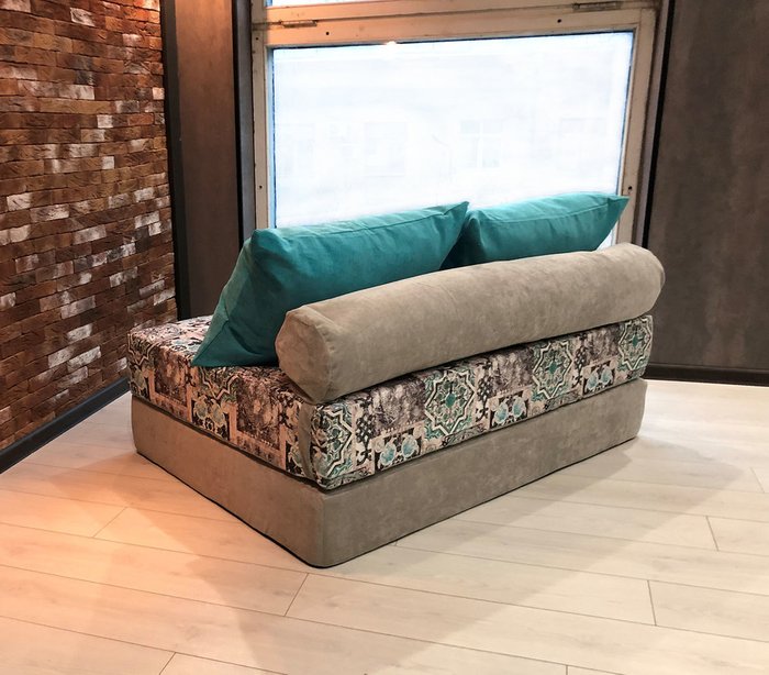 Бескаркасный диван-кровать Puzzle Bag Сиена Мята XL серого цвета - лучшие Бескаркасная мебель в INMYROOM