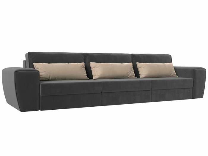 Прямой диван-кровать Лига 008 Long серо-бежевого цвета