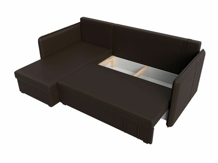 Угловой диван-кровать Слим коричневого цвета (экокожа) левый угол - купить Угловые диваны по цене 28999.0
