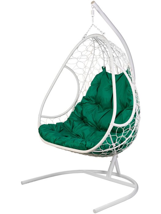 Двойное подвесное кресло Primavera бело-зеленого цвета